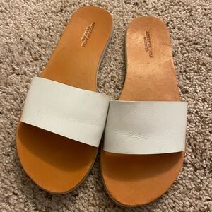 White strap flat sandals